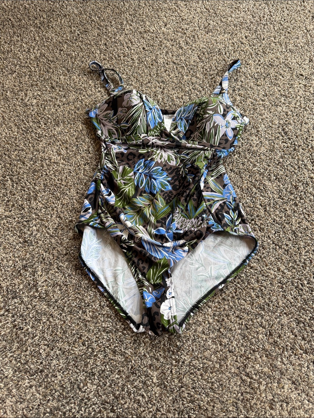 Calvin Klein Tropical One-Piece Swimsuit  Adjustable Size 10